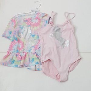 New Girl's Young Hearts Swim 2 Piece Set Size 12